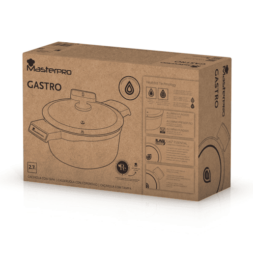 Caçarola com Tampa Masterpro GASTRO REECO MP Preto Alumínio 2,7 L Caçarola com Tampa Masterpro GASTRO REECO MP Preto Alumínio 2,7 L