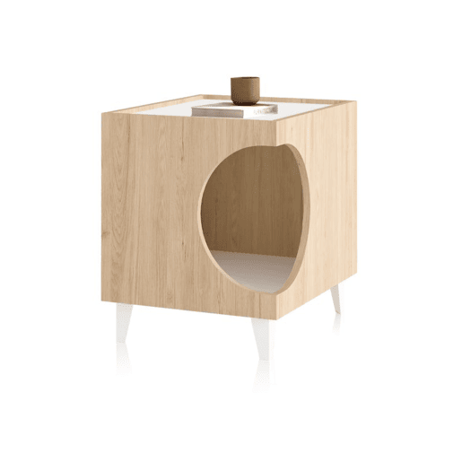 Mesa de cabeceira Homely Pets Carvalho - Branco 40 x 49 x 50 cm