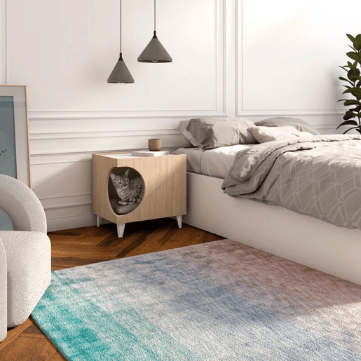 Mesa de cabeceira Homely Pets Carvalho - Branco 40 x 49 x 50 cm