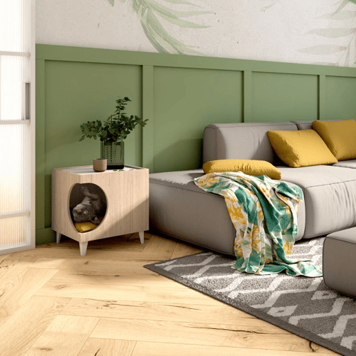Mesa de cabeceira Homely Pets Carvalho - Branco 40 x 49 x 50 cm