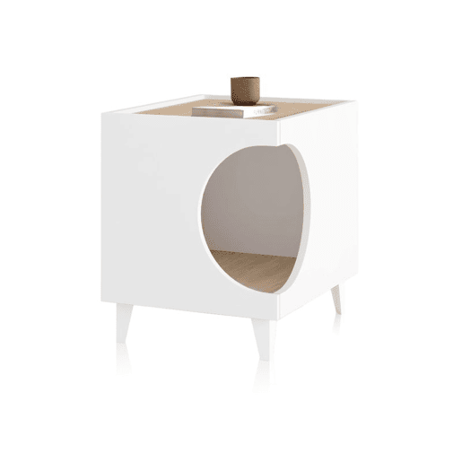 Mesa de cabeceira Homely Pets Branco - Carvalho 40 x 49 x 50 cm
