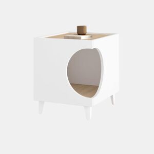 Mesa de cabeceira Homely Pets Branco - Carvalho 40 x 49 x 50 cm