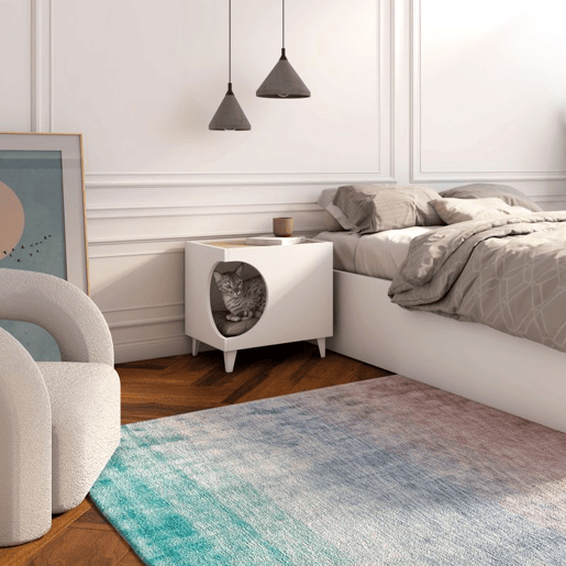 Mesa de cabeceira Homely Pets Branco - Carvalho 40 x 49 x 50 cm