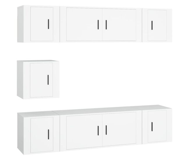 Set de muebles para tv 7 piezas madera contrachapada blanco