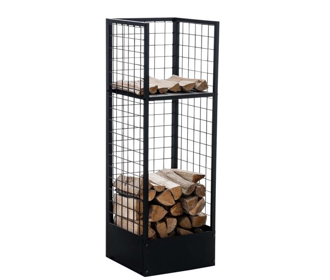Estantería para guardar leña forrest metal negro 40x40x120 cm