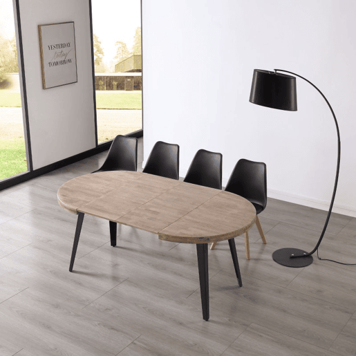 Mesa redonda extensÃvel Berg Carvalho Mel - Preto 100180 x 78 x 100 cm Mesa redonda extensÃvel Berg Carvalho Mel - Preto 100180 x 78 x 100 cm