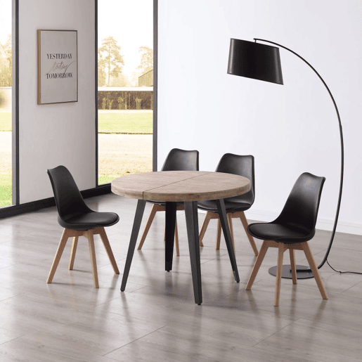 Mesa redonda extensÃvel Berg Carvalho Mel - Preto 100180 x 78 x 100 cm Mesa redonda extensÃvel Berg Carvalho Mel - Preto 100180 x 78 x 100 cm