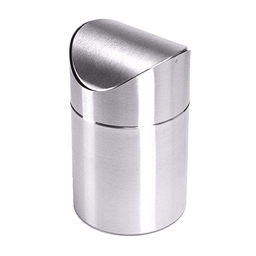 MSV Garbage Can com uma capacidade de 1,5 litros de aço inoxidável com tampa de 12 x 17 cm.