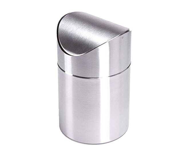 Cubo de basura msv con capacidad de 1,5 litros de acero inoxidable con tapa 12 x 17 cm.