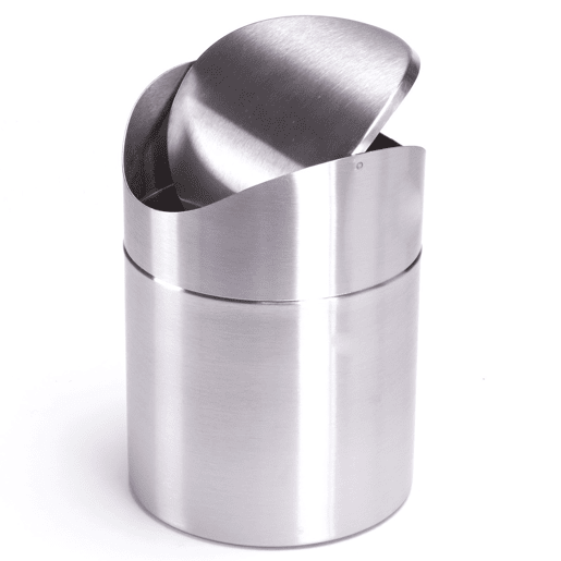 MSV Garbage Can com uma capacidade de 1,5 litros de aço inoxidável com tampa de 12 x 17 cm.