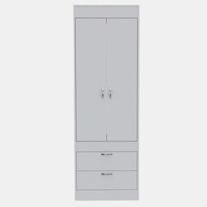 Roupeiro Lisboa, com 2 gavetas e varão para pendurar, 178.8 CM A X 59.18 CM L X 48.00 CM P, Branco