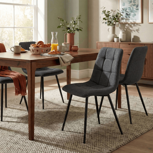 Silla de comedor Antibes de tela Gris oscuro 55X45X84 cm
