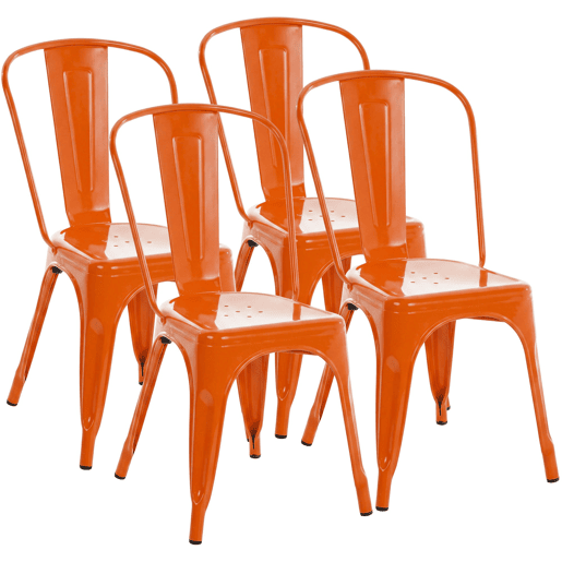 Set de 4 Sillas Apilables Benedikt Metal Naranja 48X44X89 cm