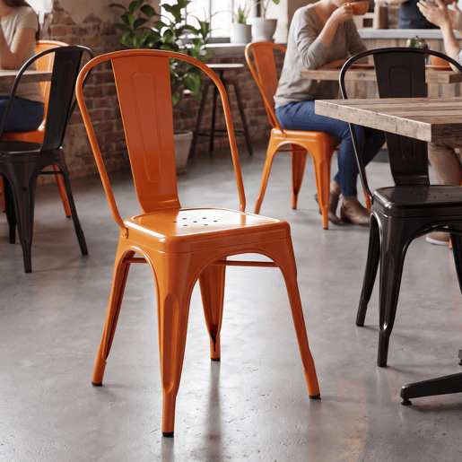 Set de 4 Sillas Apilables Benedikt Metal Naranja 48X44X89 cm