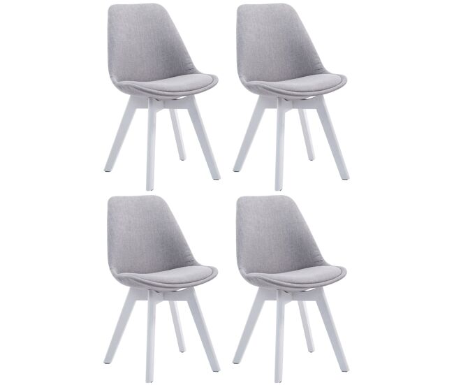 Set de 4 sillas borneo para comedor en tela gris 55x48x84 cm
