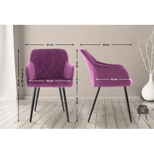Silla de comedor Shila Terciopelo Lila 44X47X84 cm