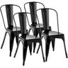 Set de 4 Sillas Apilables Benedikt Metal Negro 48X44X89 cm