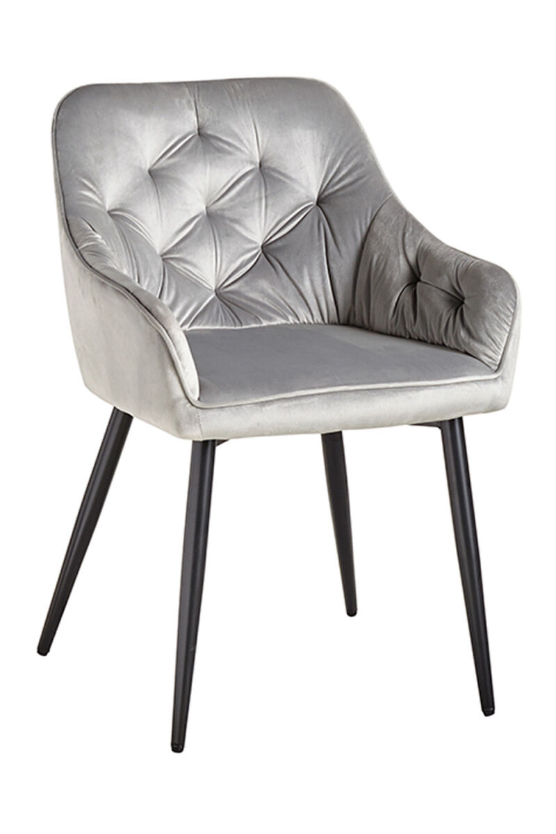 Silla Salle Terciopelo Gris Claro