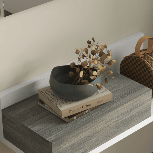 HOMCOM Conjunto de Móveis de Entrada com Espelho e Gaveta Móvel de Entrada Suspenso para Corredor Estilo Moderno 75x3,5x75 cm e 75x30,5x20 cm Branco e Cinza
