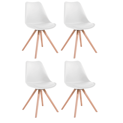 Set de 4 sillas para visitas Toulouse Rund en polipiel Simil cuero Blanco 56X48X83 cm