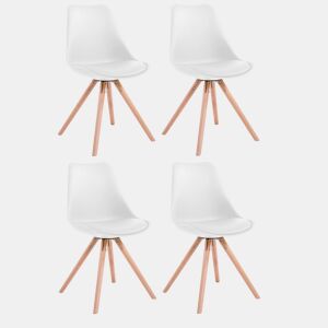 Set de 4 sillas para visitas Toulouse Rund en polipiel Simil cuero Blanco 56X48X83 cm
