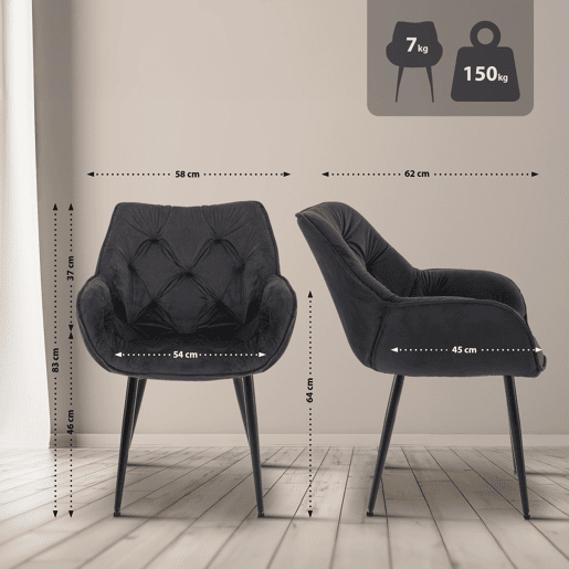 Silla Tanna en terciopelo 62X58X83 cm