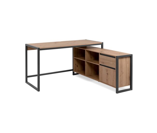 Escritorio de esquina modular en decoración de roble de 139 cm - praga
