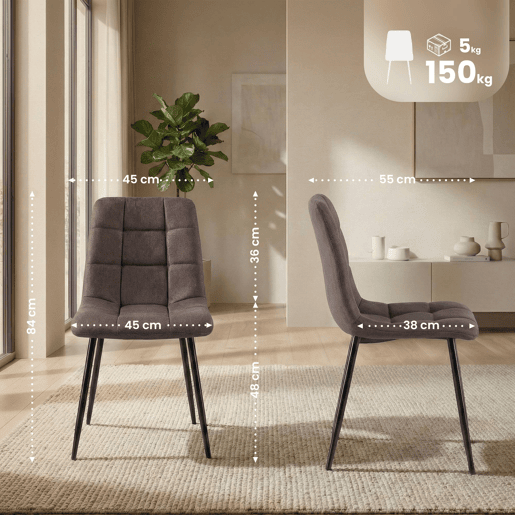 Silla de comedor Antibes de tela Marrón 55X45X84 cm
