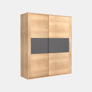 Roupeiro 2 portas de correr Uniq 180 Cambria - Grafite 180 x 207,6 x 55 cm