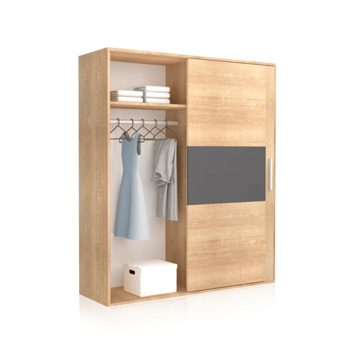 Roupeiro 2 portas de correr Uniq 180 Cambria - Grafite 180 x 207,6 x 55 cm