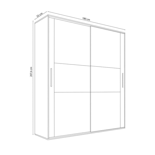 Roupeiro 2 portas de correr Uniq 180 Cambria - Grafite 180 x 207,6 x 55 cm