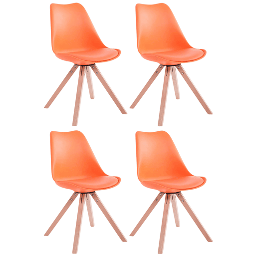 Set de 4 sillas para comedor Toulouse Square en polipiel Simil cuero Naranja 55.5X47.5X83 cm