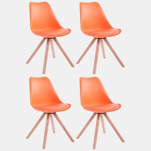 Set de 4 sillas para comedor Toulouse Square en polipiel Simil cuero Naranja 55.5X47.5X83 cm