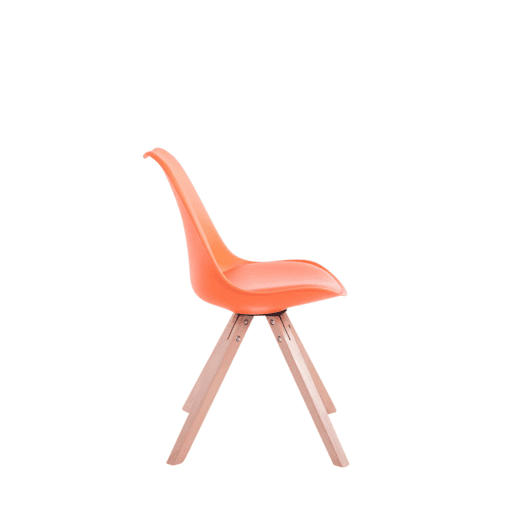 Set de 4 sillas para comedor Toulouse Square en polipiel Simil cuero Naranja 55.5X47.5X83 cm