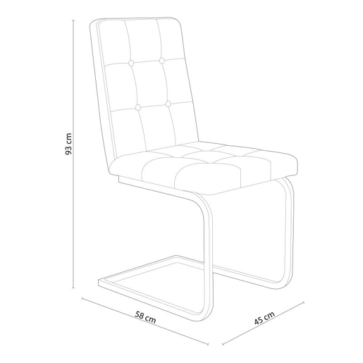Conjunto de 4 cadeiras de jantar Vaidade Cinzento 45 x 93 x 58cm cm