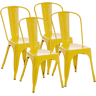 Set de 4 Sillas Apilables Benedikt Metal Amarillo 48X44X89 cm