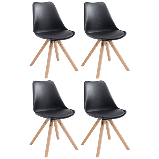 Set de 4 sillas para comedor Toulouse Square en polipiel Simil cuero Negro 55.5X47.5X83 cm