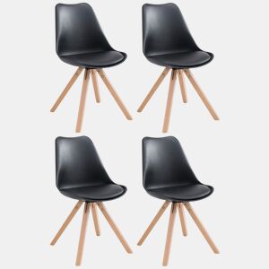 Set de 4 sillas para comedor Toulouse Square en polipiel Simil cuero Negro 55.5X47.5X83 cm