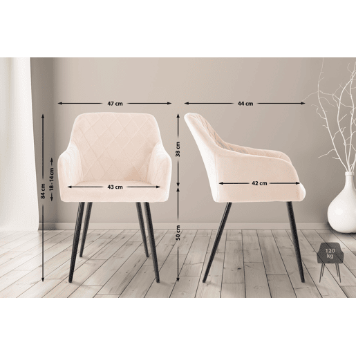 Silla de comedor Shila Terciopelo Beige 44X47X84 cm