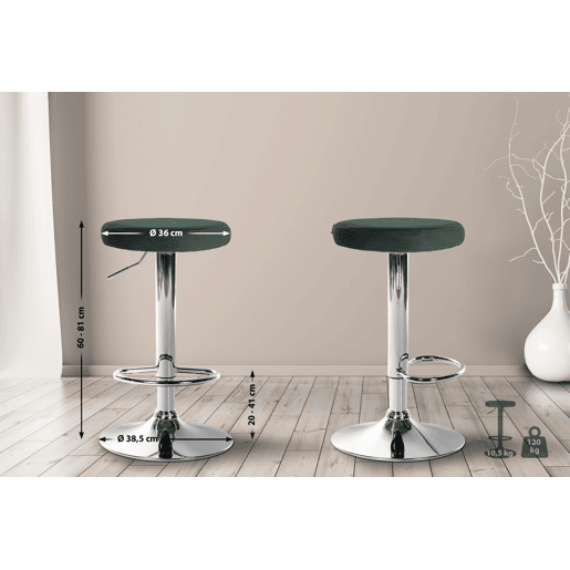 Taburete de bar Ponte tapizado en terciopelo Verde 38.5X38.5X60 cm