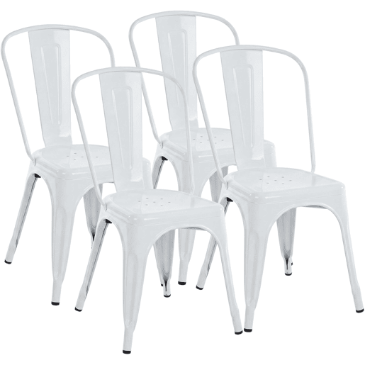 Set de 4 Sillas Apilables Benedikt Metal Blanco 48X44X89 cm