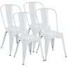Set de 4 Sillas Apilables Benedikt Metal Blanco 48X44X89 cm