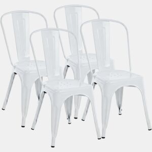 Set de 4 Sillas Apilables Benedikt Metal Blanco 48X44X89 cm