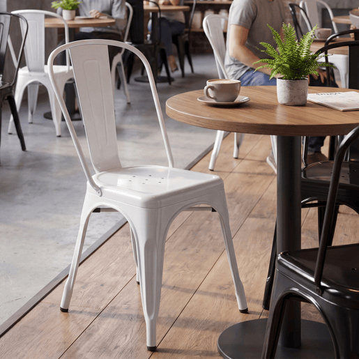 Set de 4 Sillas Apilables Benedikt Metal Blanco 48X44X89 cm