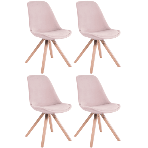 Set de 4 sillas Toulouse Square en terciopelo Rosado 56X48X84 cm