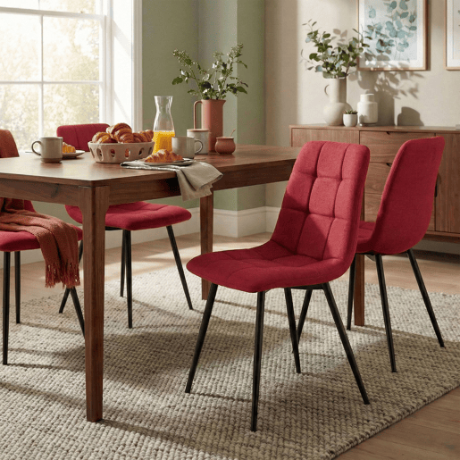 Silla de comedor Antibes de tela Rojo 55X45X84 cm