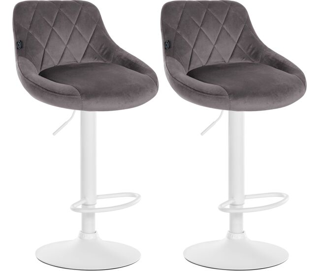 Set de 2 taburetes lazio en terciopelo gris 49x46x83 cm