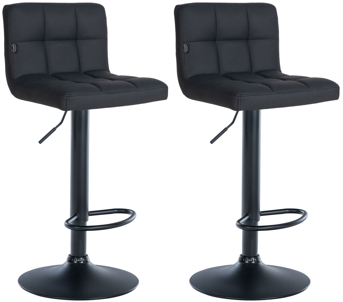 Set de 2 taburetes de bar feni en polipiel simil cuero negro 40x40x85 cm