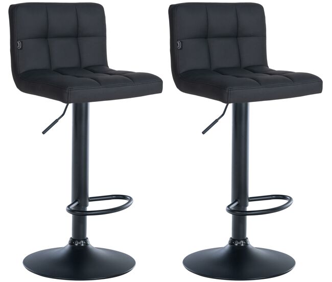 Set de 2 taburetes de bar feni en polipiel simil cuero negro 40x40x85 cm