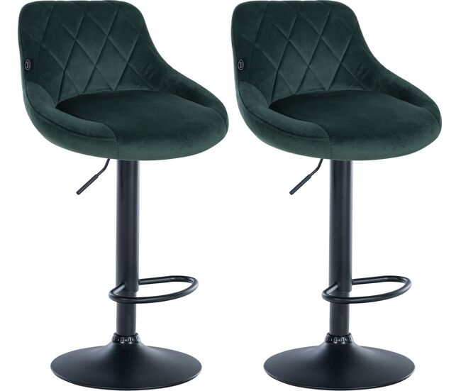 Set de 2 taburetes lazio en terciopelo verde oscuro 49x46x83 cm